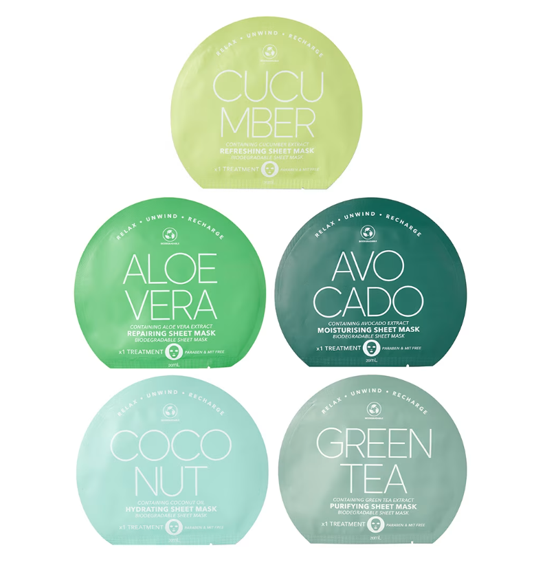 5 Pack Good Greens Biodegradable Sheet Masks 20ml