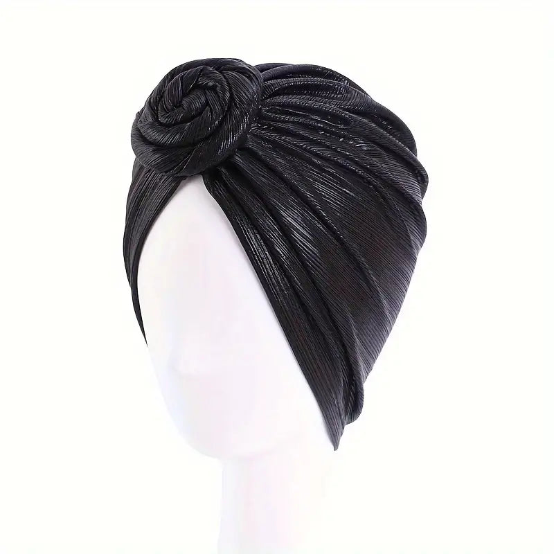 Pre-Tied Twisted Braid Turban Black