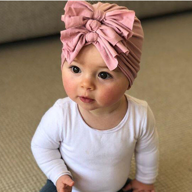 SOFT KNOT 3 BOW TURBAN HAIR HEAD WRAP BY CHEMO HATS - 0-5 YEARS