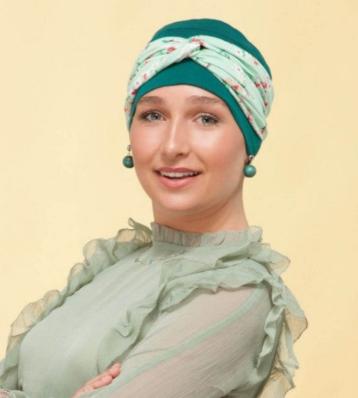 Soft chemo headwear – Ella Green Forest Flower