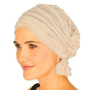 Mischa Ruffles style Pre-Tied Slip on Turban Cancer hat by Chemo hats