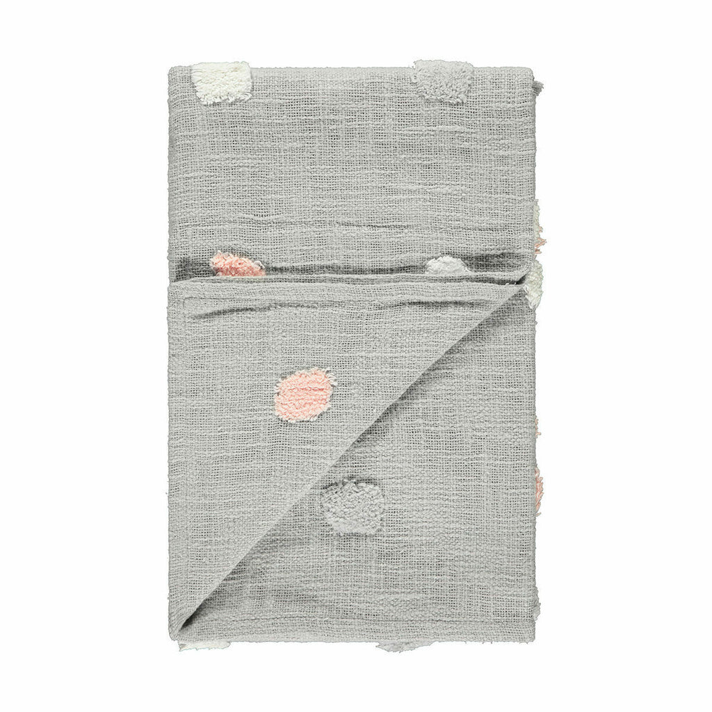 Tufted Cotton Throw - Grey and Pink